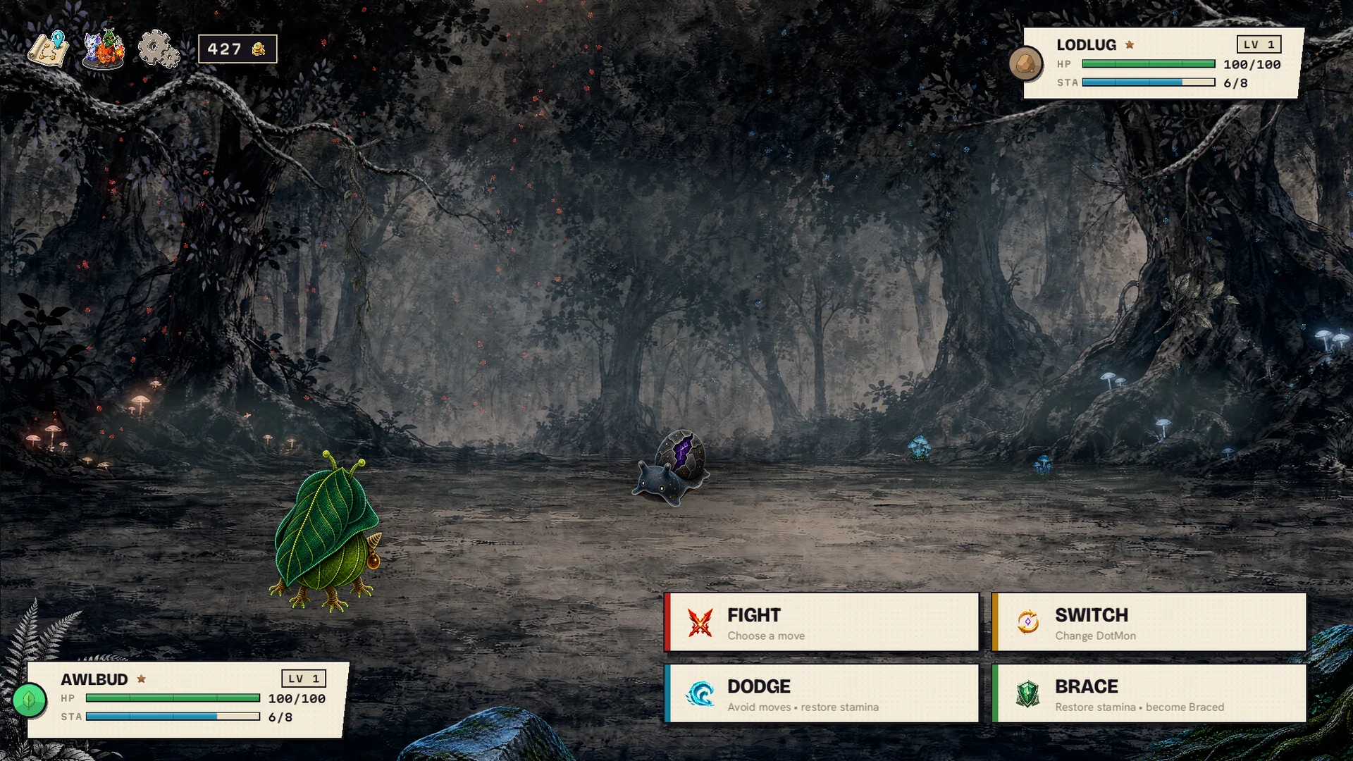 Emberkit facing a wild Ammonub in the Destiny Forest