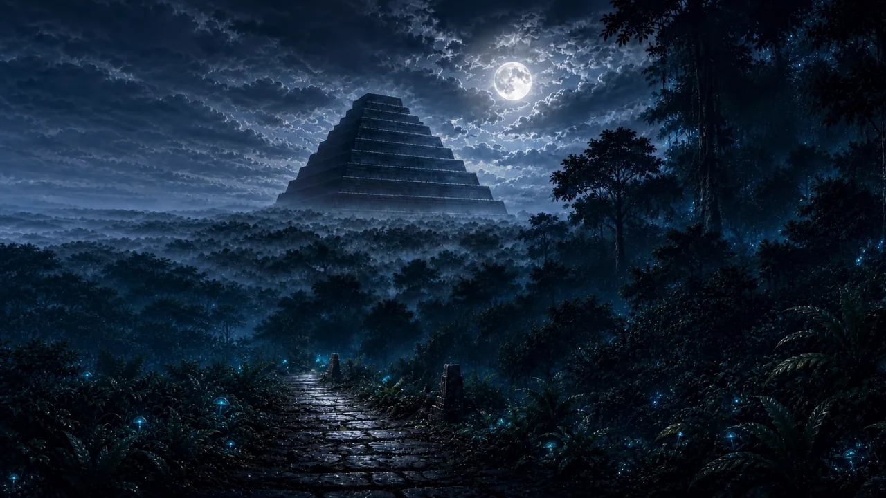 The pyramid under a full moon