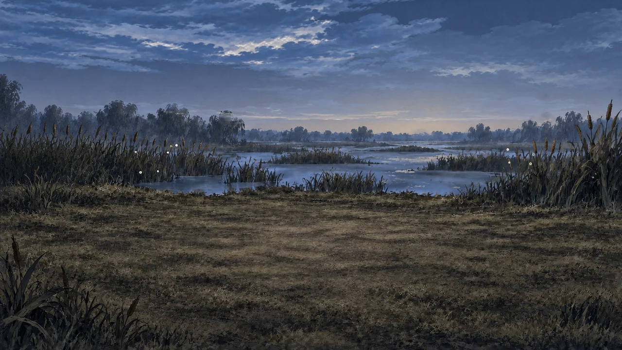 Reedgrass Wetland at blue hour