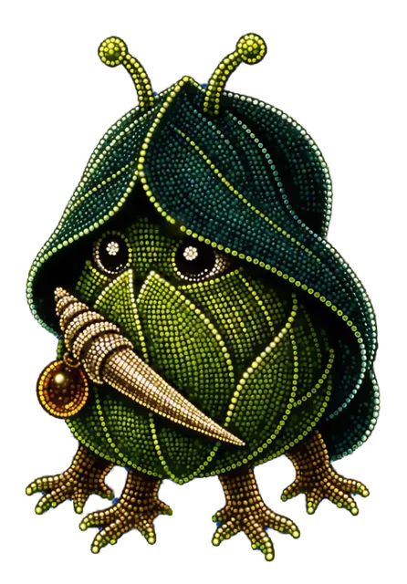 Awlbud, a hooded leaf creature