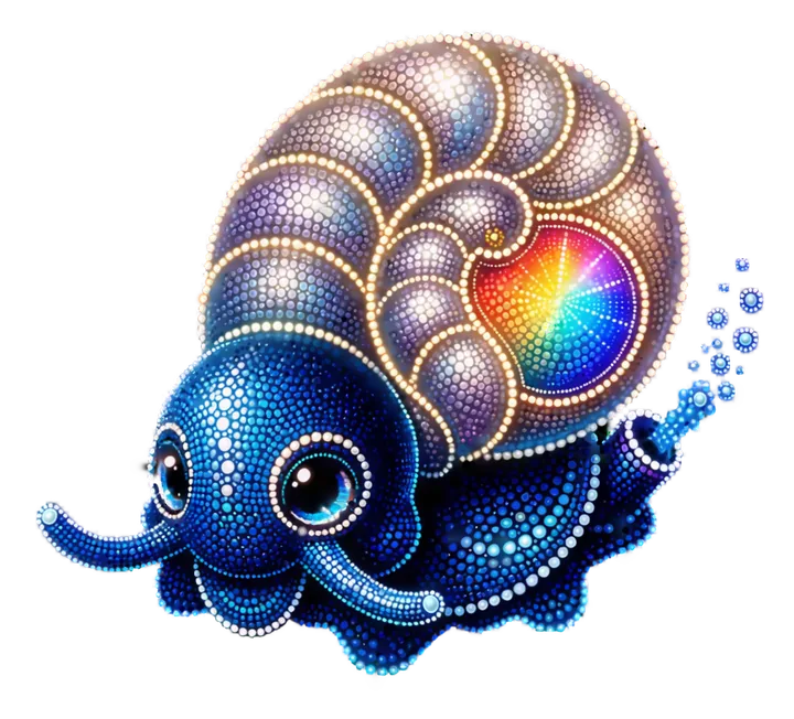 Nautilume, a snail with a prism shell, drawn in beads